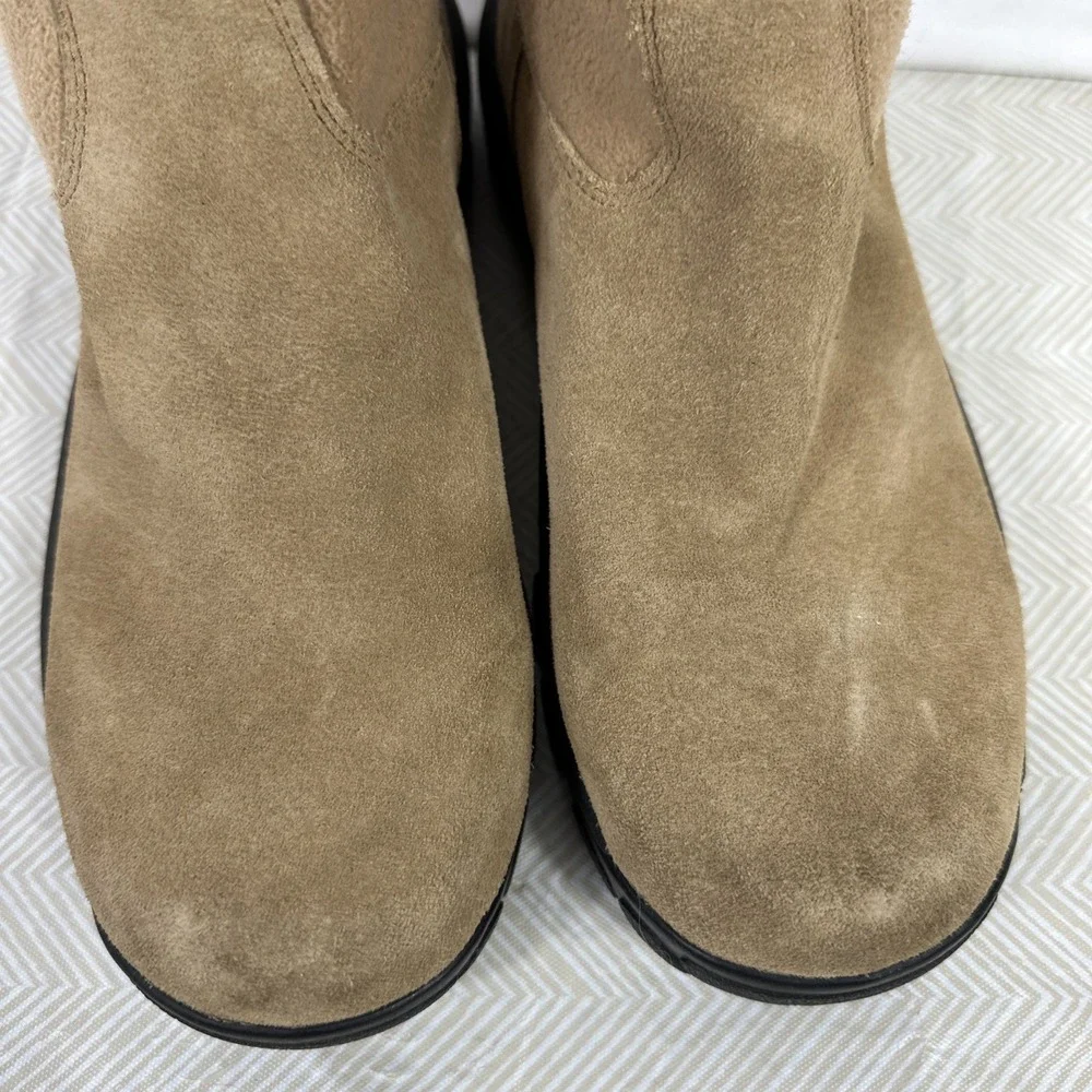 Lands End Boots Women's 7H/B 93160 Tan Chestnut Suede Fleece‎ Lined Winter Warm